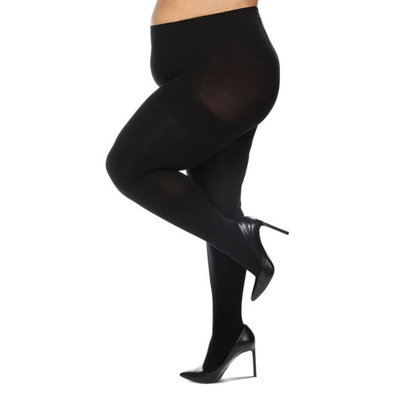 MeMoi Women's FirmFit Opaque 90 Denier Curvy Control Top Tights - Womens - Female, 7X, Black