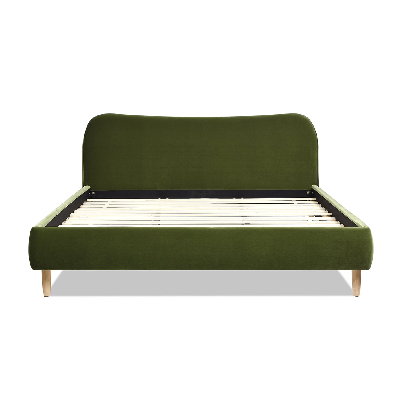 Jennifer Taylor Home Roman Curved Headboard Upholstered Platform Bed, King, Olive Green Performance Velvet