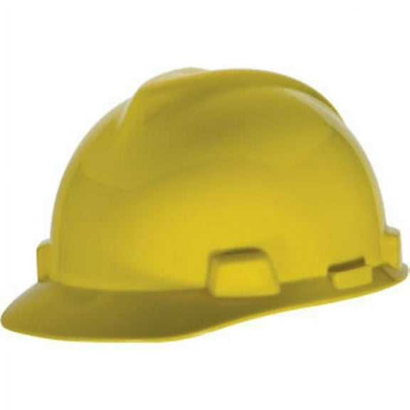 MSA V-Gard Standard Slotted Hardhat Cap w/ Fas-Trac Suspension, Yellow (2 Units)