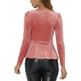 thumbnail image 3 of INSPIRAR CHIC Blusa de Mujer Elegante de Terciopelo con Escote Corazón de Manga Larga y Peplum Talla XS Rosa, 3 of 6