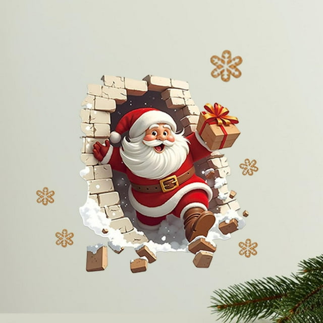 Calcomanías de pared de Papá , pegatinas navideñas modernas autoadhesivas de PVC, decoración navideña para el hogar, guardería, el sofá y el Estilo A