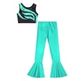 thumbnail image 3 of TiaoBug Kids Girls 2Pcs Hip Hop Jazz Street Dance Costume Metallic Crop Top with Flared Pants Tracksuit Uniform Lake Green 12, 3 of 7