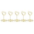 thumbnail image 1 of Unique Bargains 2 Inch Table Number Holder, 5 Pack Wire Photo Picture Place Card Seating Labels Heart Shape Clips, Gold Tone, 1 of 5