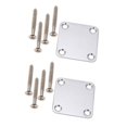 thumbnail image 1 of 2 Set Electric Guitar Neck Plate with Screws for Guitar , Replacement, Chrome, 1 of 6