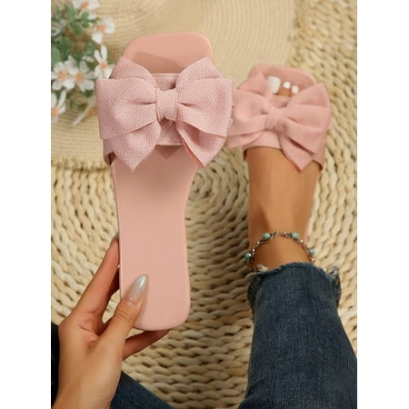 

Bowknot Slippers Fashion Women‘s Slip-ons With Butterfly Decoration Non-slip Sole For Outdoor Beach Daily Wear