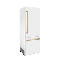ZLINE 30 In. 16.1 cu. ft. Built-In Refrigerator with Internal Water and Ice Dispenser in White Matte with Gold Accents, RBIVZ-WM-30-G
