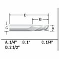 thumbnail image 4 of Bosch 1/4In X 1In Solid Carbide Double Flute Downcut Spiral Router Bit, 4 of 4