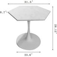 thumbnail image 3 of Table à Manger Ronde Moderne avec Plateau en Marbre Blanc Imprimé, Base en Métal, Table d'Appoint (Marbre Blanc + Hexagonal), 3 of 8