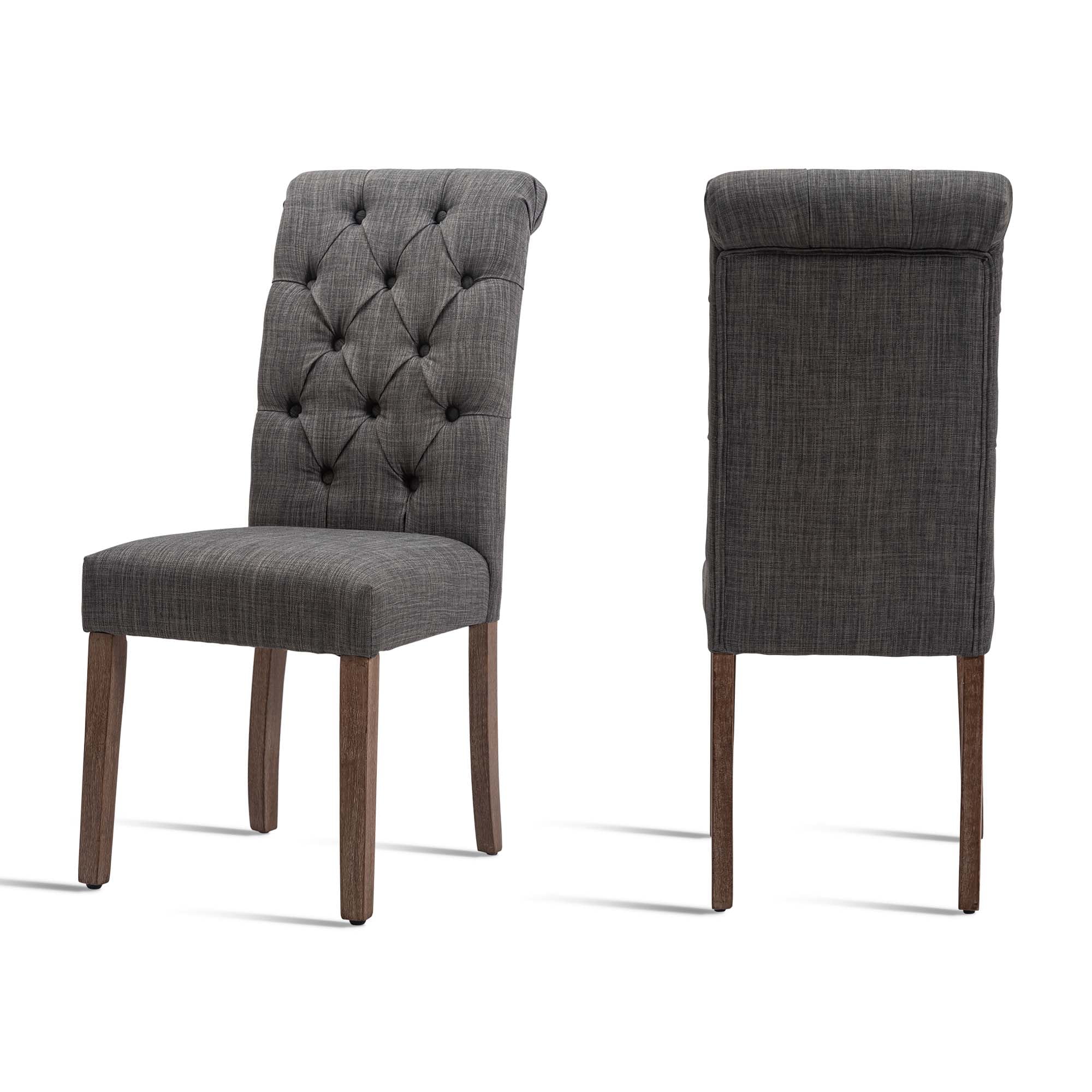 Fabric Dining Chairs Set of 2 with Solid Legs,Gray