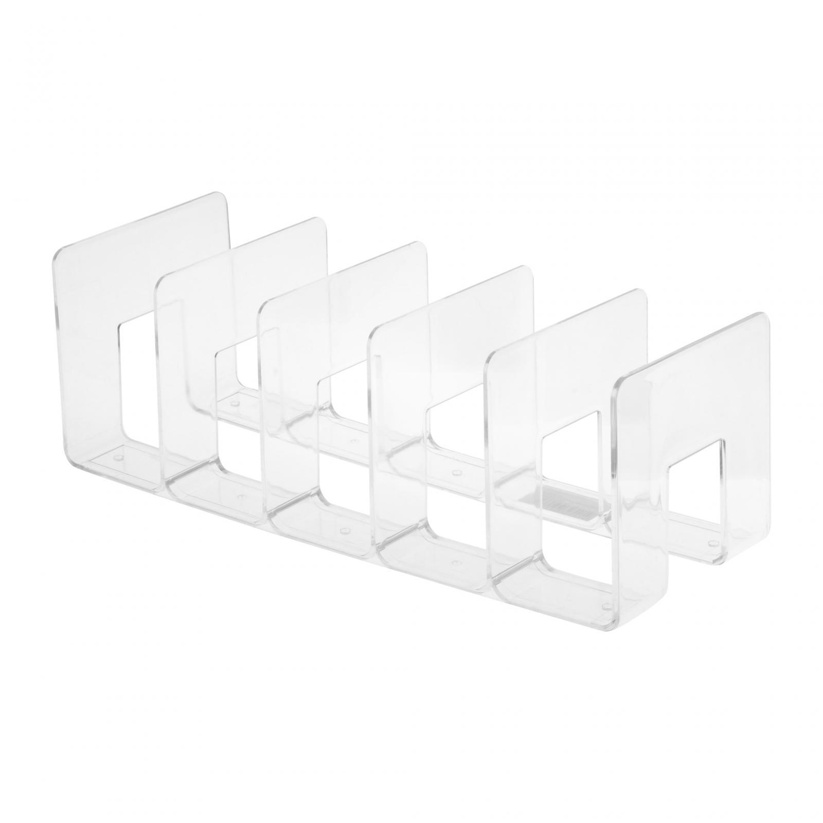 perfeclan Acrylic File Organizer 5 Compartment Book Stand s Display 5 Upright Section File Holder for Desk Home Bookcase Recipe