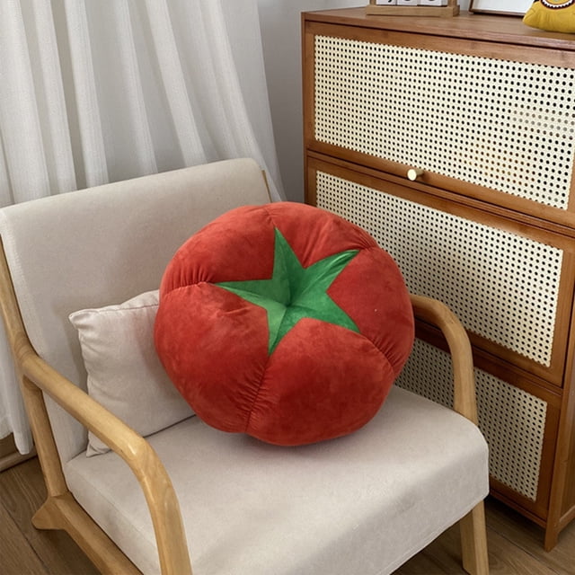Cojín decorativo con forma de fruta 9,84"x9,84" | Cojín decorativo de diseño de setas de tomate para sofá, cama, salón | Material de algodón suave | Rojo Marrón Amarillo | Decoración para aliviar el