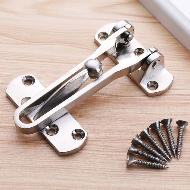 Pestillo de seguridad para puerta, pestillo de satén para puerta, gancho sin cadena, 6,3x10,3 cm, plateado