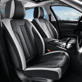 thumbnail image 2 of Coverado Car Seat Covers FullSet, Premium Leather Front and Back Seat Protectors, Classic Auto Interior Cushions Universal Fit for Most Cars, SUVs and Trucks, Gray&Black, 2 of 10