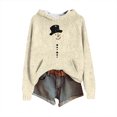 thumbnail image 2 of Women's Knit Christmas Snowman Printed Hooded Sweatshirt, Cute Long Sleeve Pullover Hoodie, Fall Winter Fashion Casual Top,Beige,M, 2 of 5