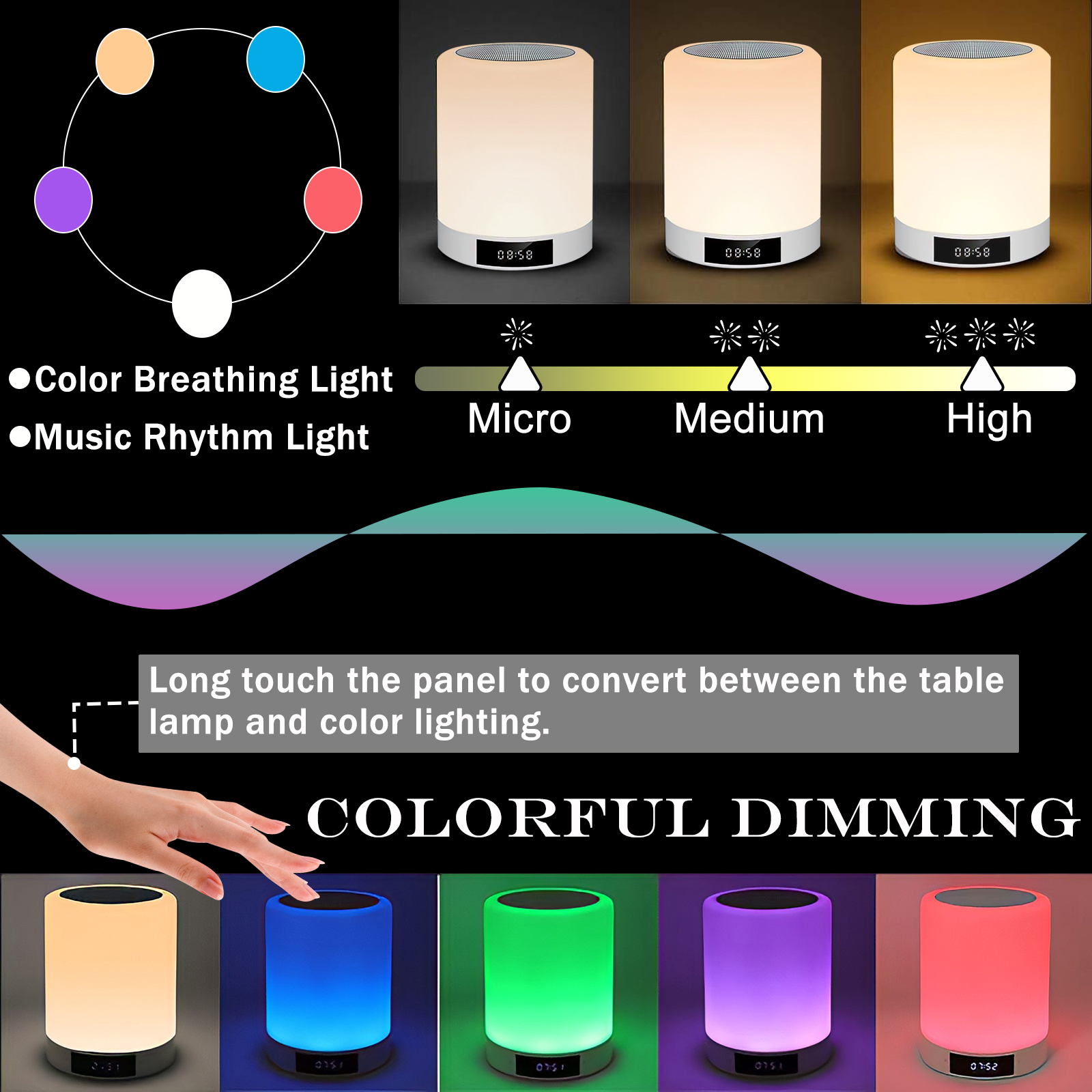 Oazouf M6 Portable Wireless Bluetooth Speaker with Night Light Long Battery Life for Outdoor Indoor