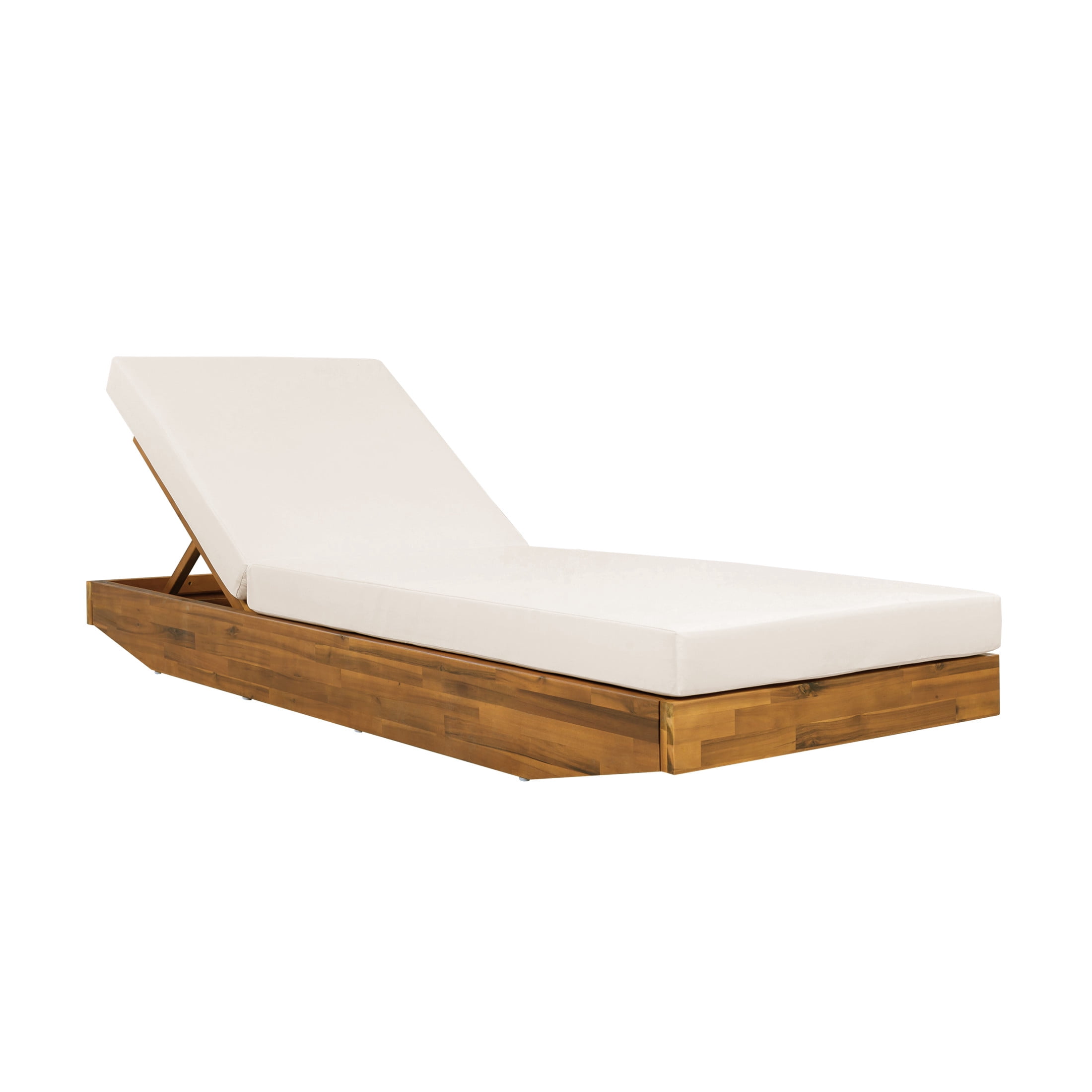 Christopher Knight Home Boat-Shape Patio Chaise Lounge Chair with Cushion, 3-Position Recliner, Teak+Cream
