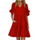 thumbnail image 1 of Vestido de Verano de Manga Corta para las Mujeres una Línea de Playa Casual, Bolsillos de Primavera Suelto Vestido de Poliéster, 1 of 9