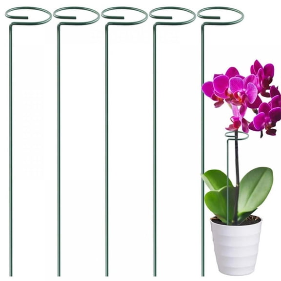 24 in Single Stem Plant Support Stakes with Flower Rings for Orchids, and Lilies (4 Pack)