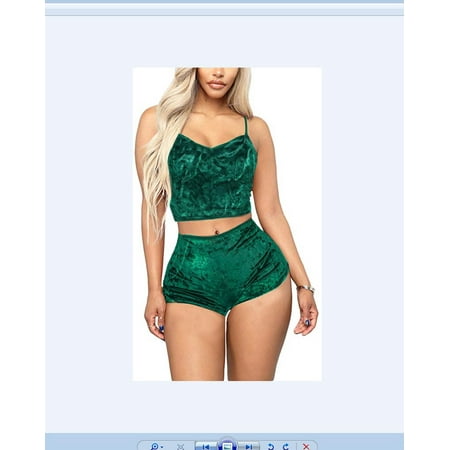 

Multitrust Women 2PCS Lingerie Set Slim Solid Color Sling Crop Top Short Pants