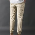 thumbnail image 4 of Men's Classic-FIT Fashion Solid Casual Elastic Waist Pocket Trousers Sport Pants Casual Pants for Men Khaki 2XL, 4 of 8