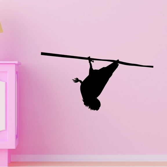 Outdoor Scenes Wall Decal Bird hanging Upside down on Tree Branch Bedroom Wall Decal for Children Birds Cute Themed Room Decal - Size: 40 In x 20 In