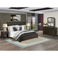 thumbnail image 4 of East West Furniture 5 Piece Bedroom Furniture Set with Modern Style Headboard Wood Bed Frame, Small Dresser, Makeup Mirror, and 2 Side Tables with Storage - Wire Brushed Walnut Finish, 4 of 8