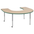 thumbnail image 1 of ECR4Kids 60in x 66in Horseshoe Everyday T-Mold Adjustable Activity Table Maple/Green/Silver - Super Leg, 1 of 2