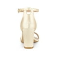 thumbnail image 2 of BLISSFUL STEP Women's Shoes Satin Chunky High Heel Ankle Strap Open Toe Sandals Champagne 9.5, 2 of 6