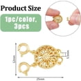 thumbnail image 2 of 3pcs 3 Colors Flower Box Clasps 2-Strand Brass Box Clasps Gold/Rose Gold/Platinum Filigree Layering Clasps Round Flower Necklace Separator Connector for Jewelry Making colorful DIY, 2 of 7