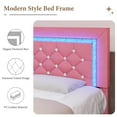 thumbnail image 6 of 4 EVER WINNER Full Size LED Bed Frame with 4 Drawers, Pink Full Bed Frame with LED Light Headboard, Modern Upholstered Bed with Diamond Headboard and Footboard, Pink, 6 of 7