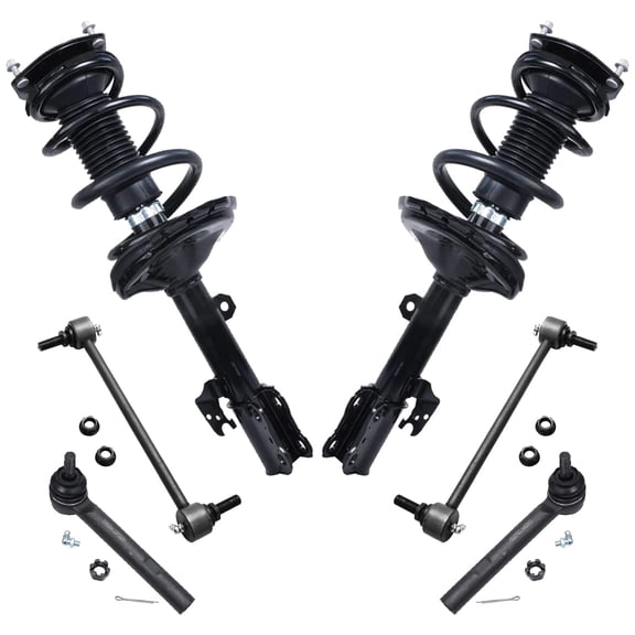 Detroit Axle - 6pc Front Struts Kit for 2004 2005 2006 2007 Toyota Highlander, 2 Struts & Coil Spring 2 Stabilizer Sway Bar Links 2 Outer Tie Rod Ends