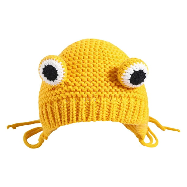 Adorable gorro de rana para niños: un divertido gorro de invierno para niños Amarillo