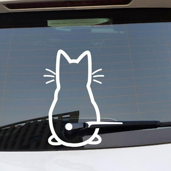 Racing Butterfly Funny Moving Tail Cat Car Sticker, Automotive Decals & Stickers, White, 20*32cm