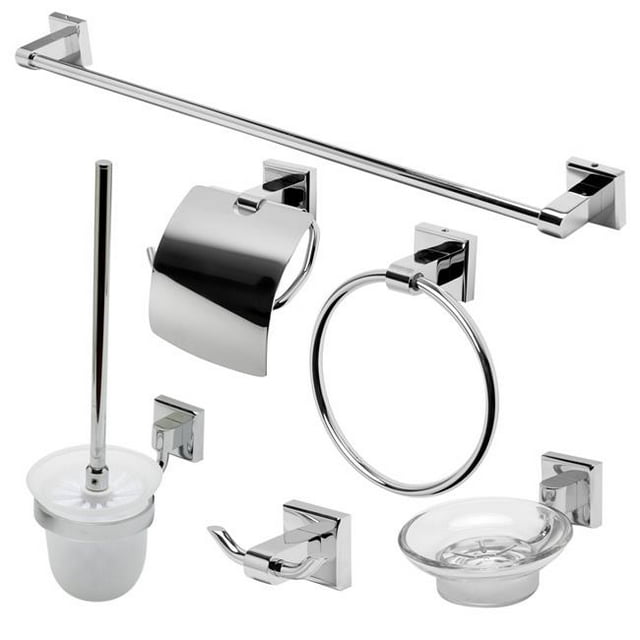 ALFI Brand AB9509-PC Ensemble d'Accessoires de Salle de Bain Assortis Chromé Poli, 6 Pièces