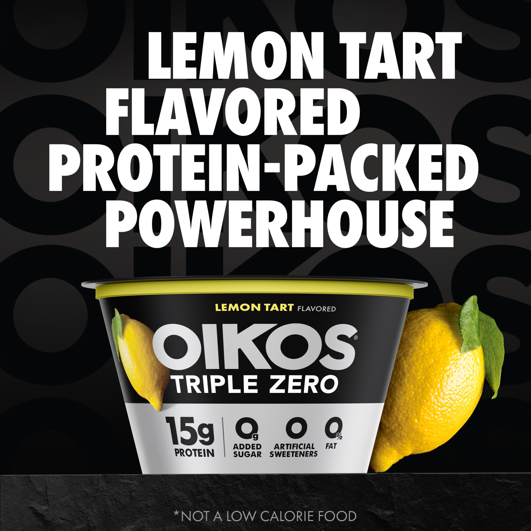 Oikos Triple Zero 15g Protein&nbsp;Lemon Tart Greek Yogurt, 90 Calories, 0g Added Sugar and 0 Artificial Sweeteners,&nbsp;Nonfat&nbsp;Yogurt Pack, Great for&nbsp;Office Snacks,&nbsp;5.3 oz&nbsp;Cup