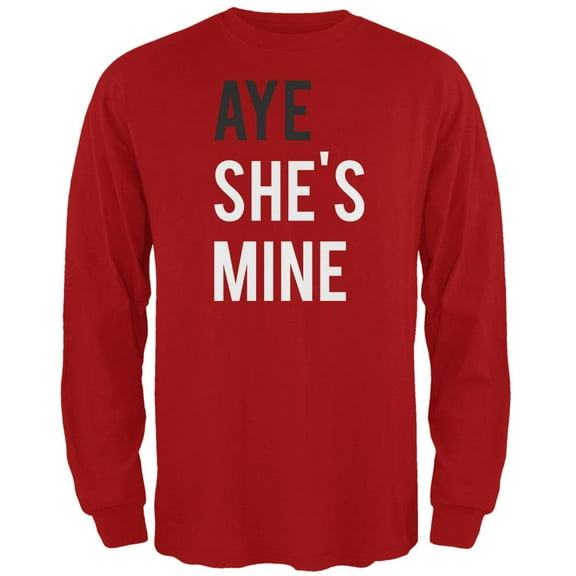 Valentine's Day AYE She's Mine Red Adult Long Sleeve T-Shirt - Large