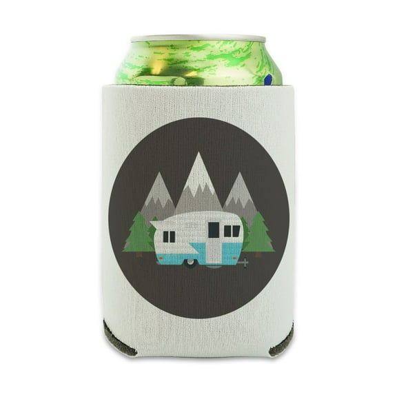 Camper in the Mountains Can Cooler - Drink Sleeve Hugger Collapsible Insulator - Beverage Insulated Holder