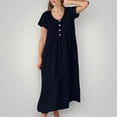 thumbnail image 6 of Tauxra V-Neck Short Sleeve Long Shirt Dress with Pockets for Women Solid Color Summer Casual, 6 of 9
