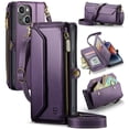 thumbnail image 1 of Funda tipo cartera tipo bandolera compatible con iPhone 14, color morado, 1 of 9