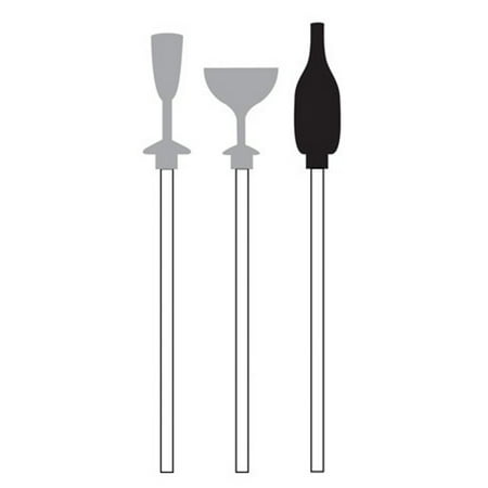 Club Pack of 20  New Years Champagne Bottle and Glass Drink Stirrer Shaped