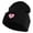 Black, variant on Jesus Loves Me Heart Iron on Patched 12 Inch Long Knitted Beanie - Black OSFM
