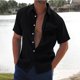 thumbnail image 3 of Hombres Casual Solid Pullover Manga corta Stand Collar Saint V Botón Tops Camiseta Blusa Pompotops  oipoqjl45754, 3 of 8