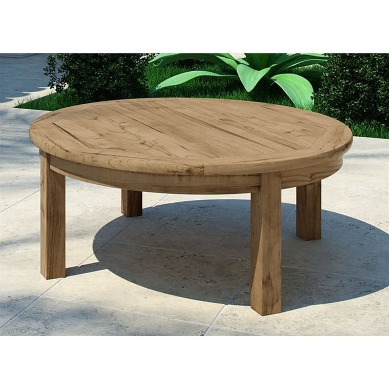 Modway Marina Outdoor Teak Round Coffee, Modway Marina Teak Wood Outdoor Patio Round Coffee Table In Natural