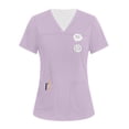 thumbnail image 2 of Short Sleeve V Neck Scrub Top for Women Professional Uniforms With Two Front Pockets Lightweight Fabric, 2 of 4