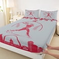 thumbnail image 3 of Homewish Grey Red Baseball Bed Sheets for Teens, Vintage American Sports King Sheets, Cartoon City Print Sheet Set, Breathable Home Decor, 4-Piece, 3 of 7