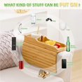 thumbnail image 2 of Bamboo Sofa Armrest Tray - Foldable & Portable Couch Cup Holder, Anti-Slip Armrest Tray for Snacks, Drinks, Phone, Remote & Mugs, 2 of 5