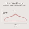 thumbnail image 4 of Sleek Pick Premium Children Hangers Velvet Pink 20 Pack, 7.9 x 13.8” Non-Slip Felt Hangers, Heavy Duty Ultra Slim Kids PreTeen Hangers, Space-Saving Hangers 360 Hooks, Contoured Notched Shoulders, 4 of 8