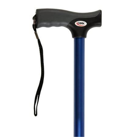 Carex Soft Grip Derby Adjustable Walking Cane, Aluminum, Solid Blue