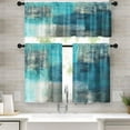 thumbnail image 1 of Turquoise Kitchen Curtains Teal Grey Window Curtains Valance and Tier Set 36 Inch, Modern Rod Pocket Short Tier Curtain, Abstract Art Small Cafe Curtains for Kitchen Decor, 1 of 5