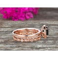 thumbnail image 2 of 10k Rose Gold 2.25 Carat Round Cut Black Diamond Moissanite Engagement Rings With Two Matching Wedding Band Diamonds Halo Design Art Deco, 2 of 5